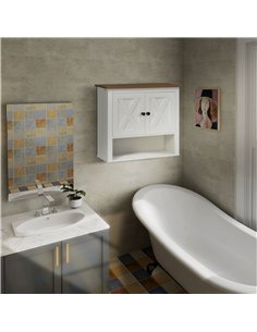 kleankin On-Wall Farmhouse Bathroom Storage Cabinet - White 2