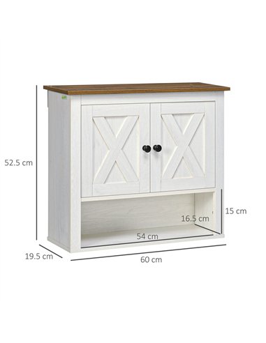 kleankin On-Wall Farmhouse Bathroom Storage Cabinet - White
