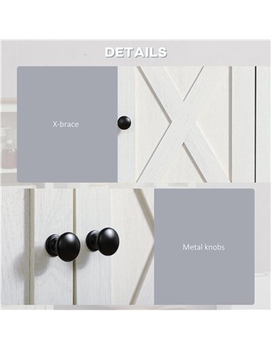 kleankin On-Wall Farmhouse Bathroom Storage Cabinet - White
