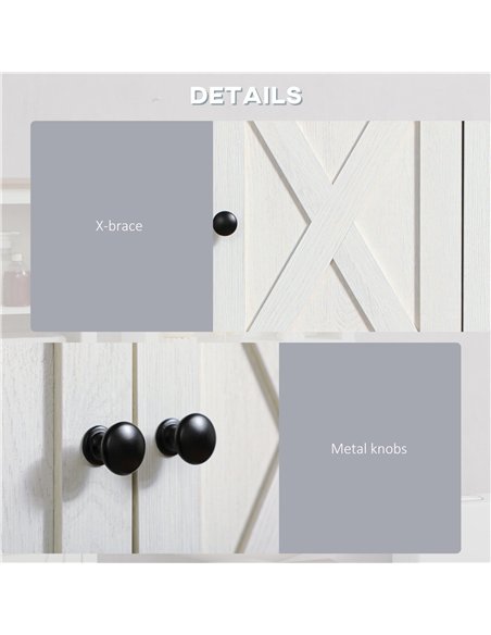 kleankin On-Wall Farmhouse Bathroom Storage Cabinet - White - pic 121823 | FastDaddyshop