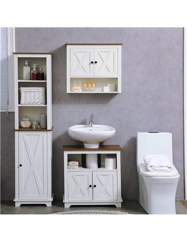 kleankin On-Wall Farmhouse Bathroom Storage Cabinet - White