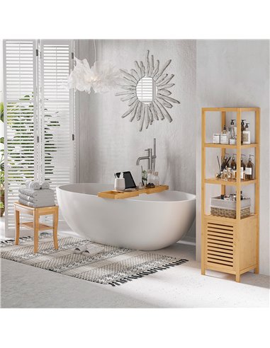 HOMCOM Extendable Bamboo Bathtub Shelf Rack Bath Caddy Tray Bathroom Storage