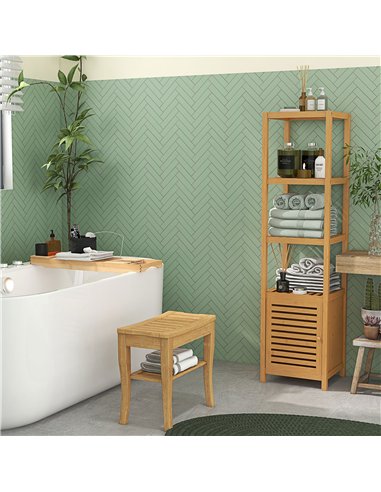 HOMCOM Extendable Bamboo Bathtub Shelf Rack Bath Caddy Tray Bathroom Storage