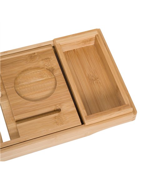 HOMCOM Extendable Bamboo Bathtub Shelf Rack Bath Caddy Tray Bathroom Storage, Set of 2 - pic 121842 | FastDaddyshop