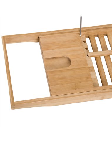 HOMCOM Extendable Bamboo Bathtub Shelf Rack Bath Caddy Tray Bathroom Storage, Set of 2