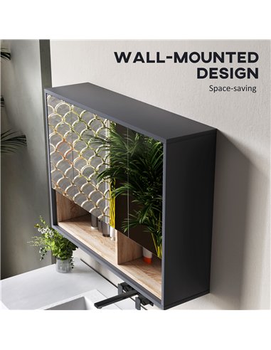 HOMCOM Bathroom Mirror Cabinet, Wall Mounted Bathroom Cabinet with Mirror, 3 Doors and Cupboards, Grey