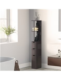 HOMCOM Tall Bathroom Cabinet, Freestanding Bathroom Storage Cabinet with 2-Tier Shelf and Drawers, Narrow Cupboard Storage Unit, 2