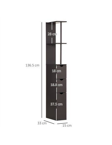 HOMCOM Tall Bathroom Cabinet, Freestanding Bathroom Storage Cabinet with 2-Tier Shelf and Drawers, Narrow Cupboard Storage Unit,