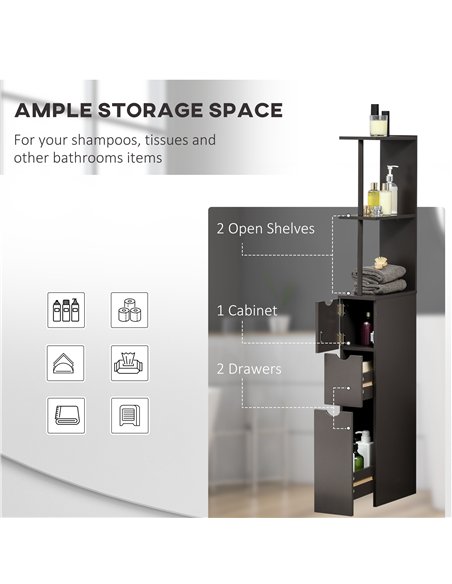 HOMCOM Tall Bathroom Cabinet, Freestanding Bathroom Storage Cabinet with 2-Tier Shelf and Drawers, Narrow Cupboard Storage Unit, - pic 121857 | FastDaddyshop