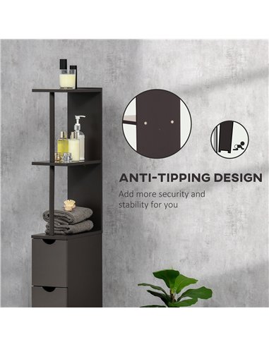 HOMCOM Tall Bathroom Cabinet, Freestanding Bathroom Storage Cabinet with 2-Tier Shelf and Drawers, Narrow Cupboard Storage Unit,