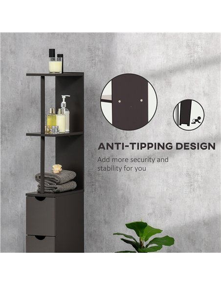 HOMCOM Tall Bathroom Cabinet, Freestanding Bathroom Storage Cabinet with 2-Tier Shelf and Drawers, Narrow Cupboard Storage Unit, - pic 121859 | FastDaddyshop