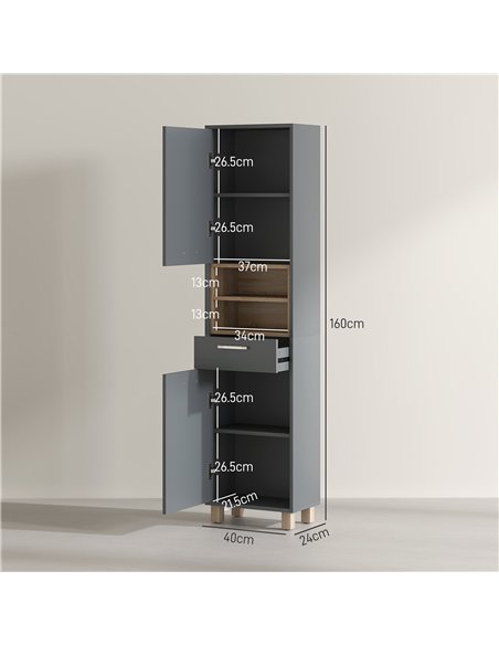 HOMCOM Tall Bathroom Storage Cabinet, Bathroom Storage Unit, Freestanding Bathroom Cabinet with Open Shelves and Drawer - pic 121865 | FastDaddyshop