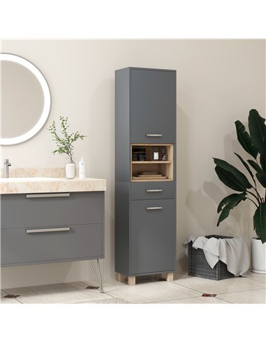 HOMCOM Tall Bathroom Storage Cabinet, Bathroom Storage Unit, Freestanding Bathroom Cabinet with Open Shelves and Drawer