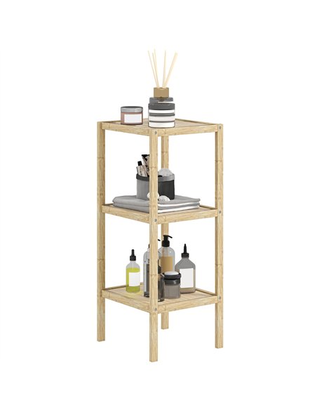 HOMCOM Three-Tier Bamboo Bathroom Shelf - Natural Finish - pic 121881 | FastDaddyshop