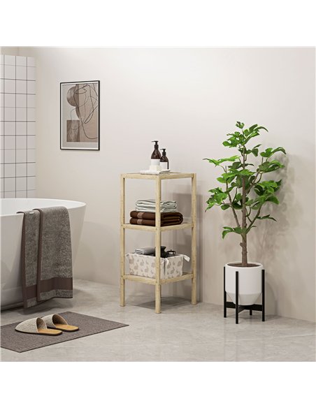 HOMCOM Three-Tier Bamboo Bathroom Shelf - Natural Finish - pic 121882 | FastDaddyshop