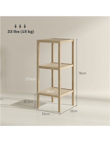 HOMCOM Three-Tier Bamboo Bathroom Shelf - Natural Finish - pic 121883 | FastDaddyshop