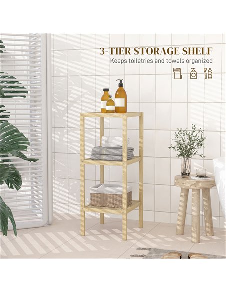 HOMCOM Three-Tier Bamboo Bathroom Shelf - Natural Finish - pic 121884 | FastDaddyshop