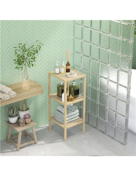 HOMCOM Three-Tier Bamboo Bathroom Shelf - Natural Finish - pic 121887 | FastDaddyshop