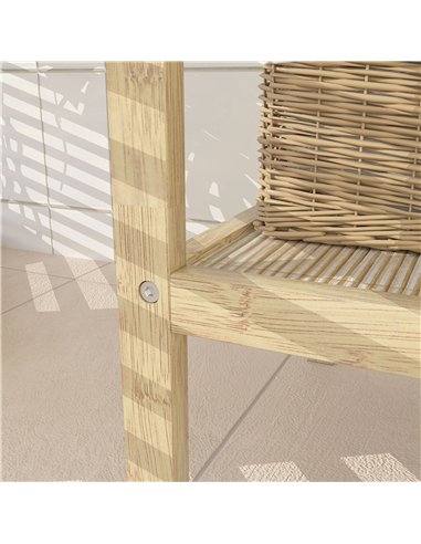 HOMCOM Three-Tier Bamboo Bathroom Shelf - Natural Finish
