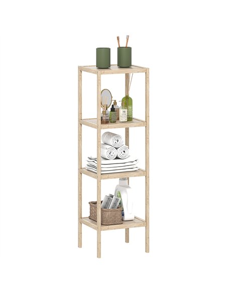 HOMCOM Four-Tier Bamboo Bathroom Shelf - Natural Finish - pic 121890 | FastDaddyshop