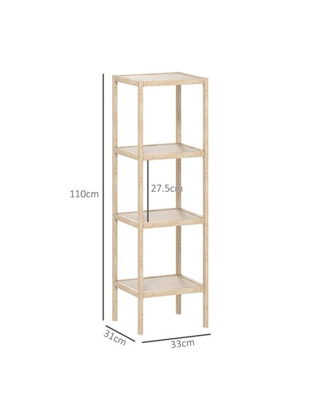 HOMCOM Four-Tier Bamboo Bathroom Shelf - Natural Finish - pic 121892 | FastDaddyshop