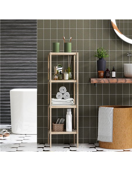 HOMCOM Four-Tier Bamboo Bathroom Shelf - Natural Finish - pic 121896 | FastDaddyshop