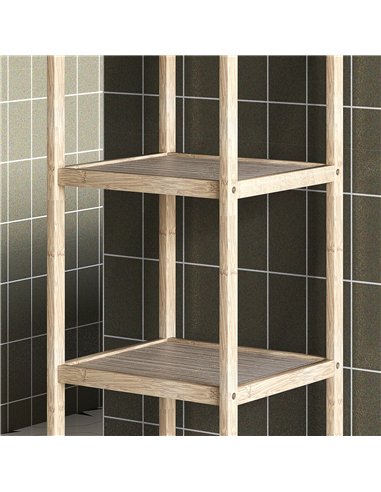 HOMCOM Four-Tier Bamboo Bathroom Shelf - Natural Finish