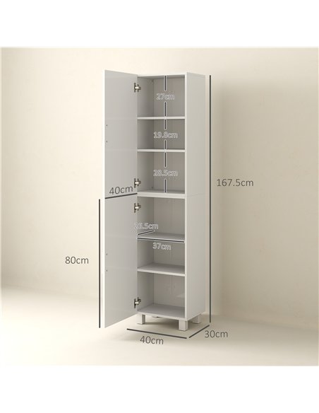 HOMCOM Tall Bathroom Cabinet, Freestanding Bathroom Cabinet with Adjustable Shelves and Double Doors - pic 121901 | FastDaddyshop