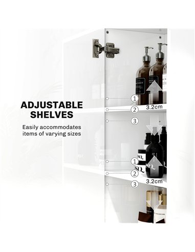 HOMCOM Tall Bathroom Cabinet, Freestanding Bathroom Cabinet with Adjustable Shelves and Double Doors