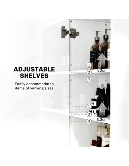 HOMCOM Tall Bathroom Cabinet, Freestanding Bathroom Cabinet with Adjustable Shelves and Double Doors - pic 121903 | FastDaddyshop