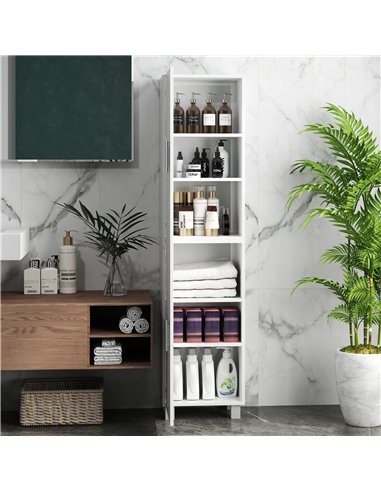 HOMCOM Tall Bathroom Cabinet, Freestanding Bathroom Cabinet with Adjustable Shelves and Double Doors