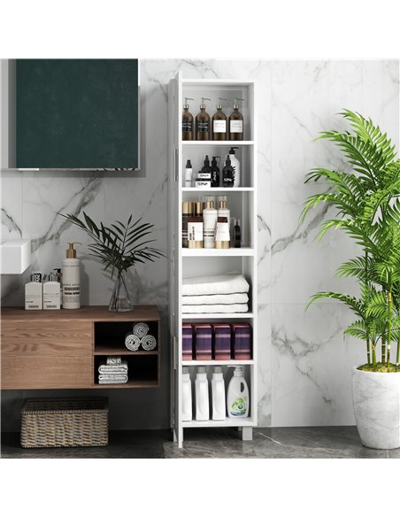 HOMCOM Tall Bathroom Cabinet, Freestanding Bathroom Cabinet with Adjustable Shelves and Double Doors - pic 121904 | FastDaddyshop
