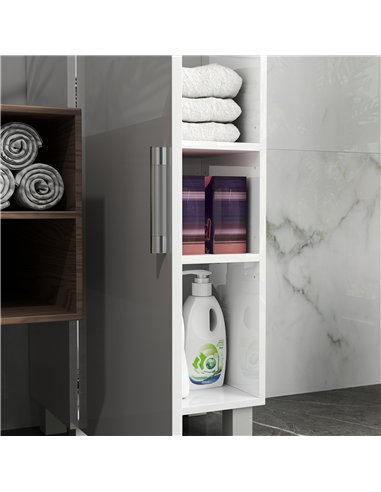 HOMCOM Tall Bathroom Cabinet, Freestanding Bathroom Cabinet with Adjustable Shelves and Double Doors
