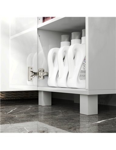 HOMCOM Tall Bathroom Cabinet, Freestanding Bathroom Cabinet with Adjustable Shelves and Double Doors