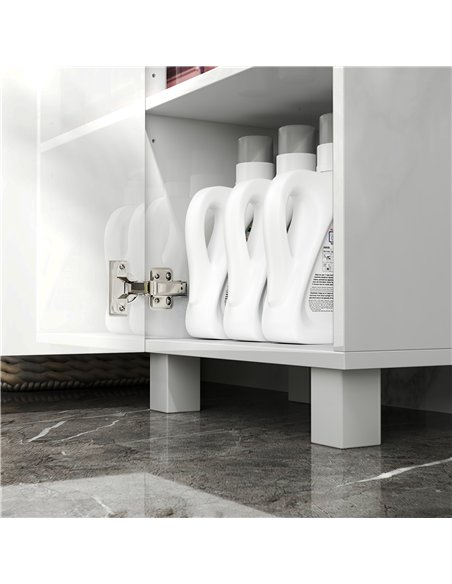 HOMCOM Tall Bathroom Cabinet, Freestanding Bathroom Cabinet with Adjustable Shelves and Double Doors - pic 121907 | FastDaddyshop