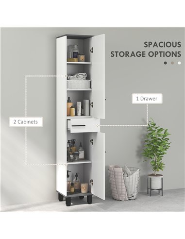 HOMCOM 190cm Slim Bathroom Storage Cabinet - White