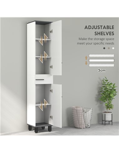 HOMCOM 190cm Slim Bathroom Storage Cabinet - White