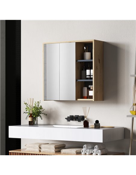HOMCOM Five-Shelf Mirrored Bathroom Cabinet - Wood-Effect - pic 121918 | FastDaddyshop
