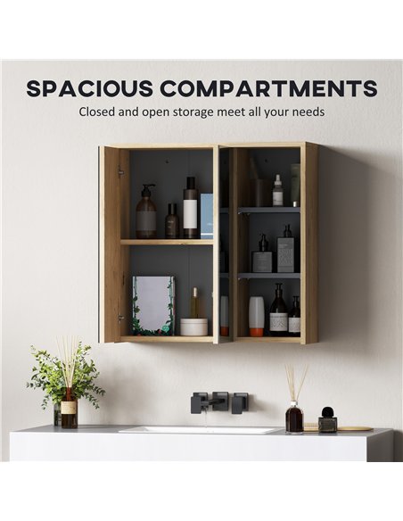 HOMCOM Five-Shelf Mirrored Bathroom Cabinet - Wood-Effect - pic 121920 | FastDaddyshop