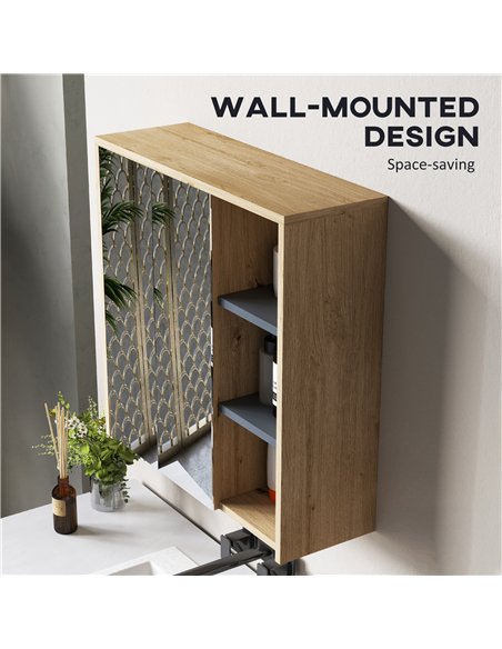 HOMCOM Five-Shelf Mirrored Bathroom Cabinet - Wood-Effect - pic 121922 | FastDaddyshop