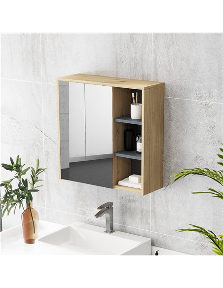 HOMCOM Five-Shelf Mirrored Bathroom Cabinet - Wood-Effect - pic 121924 | FastDaddyshop