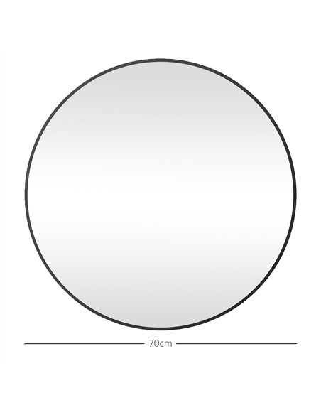 HOMCOM Round Bathroom Mirror, 70 x 70cm Steel Framed Wall Mirror, Decorative Mirror for Bedroom, Living Room, Entryway, Black - pic 121928 | FastDaddyshop