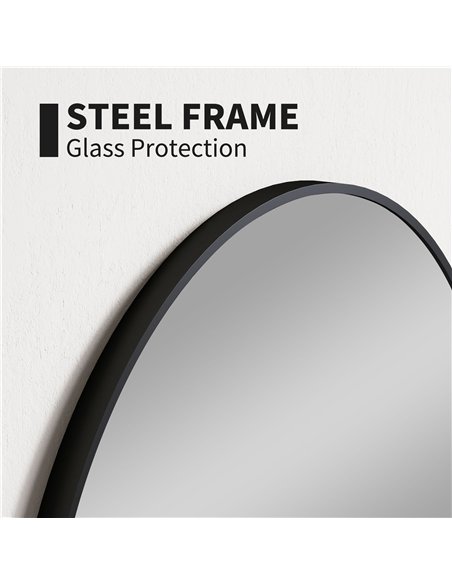HOMCOM Round Bathroom Mirror, 70 x 70cm Steel Framed Wall Mirror, Decorative Mirror for Bedroom, Living Room, Entryway, Black - pic 121929 | FastDaddyshop