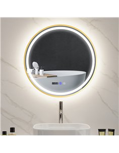 HOMCOM 60cm Anti-Fog LED Bathroom Mirror - Gold Tone