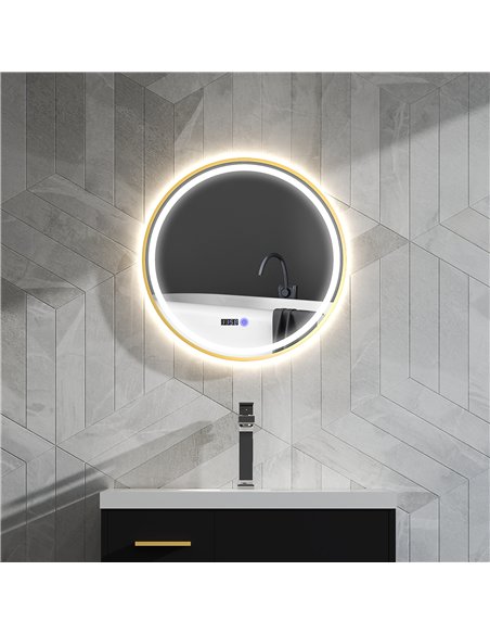 HOMCOM 60cm Anti-Fog LED Bathroom Mirror - Gold Tone - pic 121936 | FastDaddyshop
