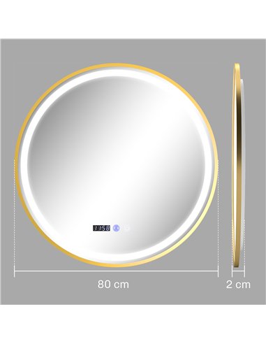 HOMCOM 60cm Anti-Fog LED Bathroom Mirror - Gold Tone