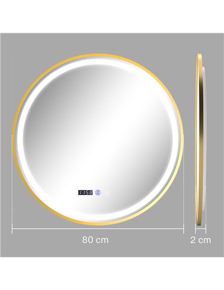 HOMCOM 60cm Anti-Fog LED Bathroom Mirror - Gold Tone - pic 121937 | FastDaddyshop