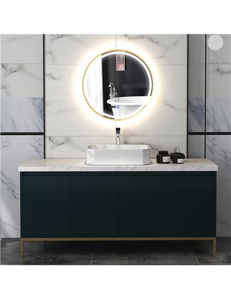 HOMCOM 60cm Anti-Fog LED Bathroom Mirror - Gold Tone - pic 121943 | FastDaddyshop