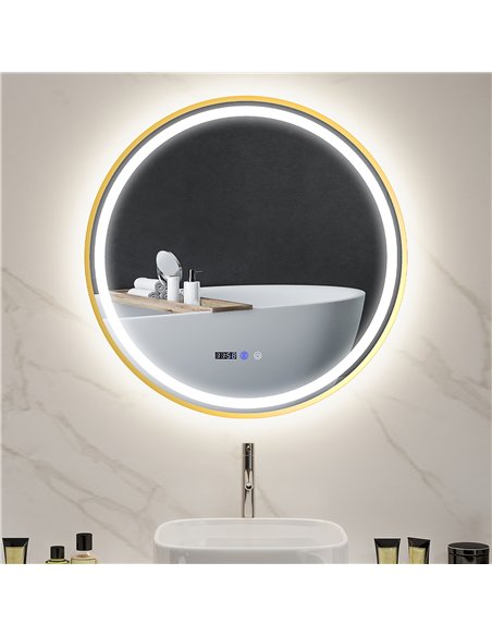 HOMCOM 80cm Anti-Fog LED Bathroom Mirror - Gold Tone - pic 121944 | FastDaddyshop