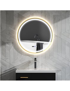 HOMCOM 80cm Anti-Fog LED Bathroom Mirror - Gold Tone 2